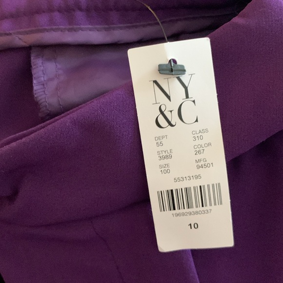 NEW YORK &CO PURPLE PANTS SZ 10 NWTG BELT LOOPS PLEATED FRONT ZIP/POCKETS - Picture 7 of 7